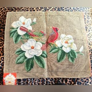 Vintage Dritz Floral Magnolia & Cardinal Needlepoint Canvas NWT Made in Madeira